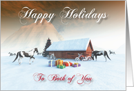 Painted Horse and Motorcycles Holidays Snowscene for Both of You card