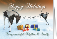 Painted Foal Horse Holidays Snowscene for Neighbor & Family card