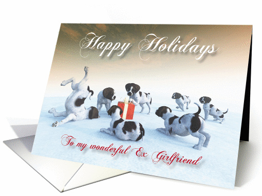 German Pointer Puppies Holidays Snowscene for Ex Girlfriend card