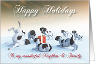 German Pointer Puppies Holidays Snowscene for Neighbor & Family card