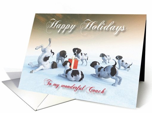German Pointer Puppies Holidays Snowscene for Coach card (1315620)