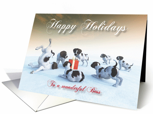 German Pointer Puppies Holidays Snowscene for Boss card (1315626)