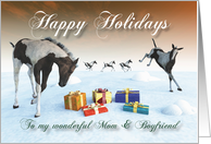 Painted Foal Horse Holidays Snowscene for Mom & Boyfriend card