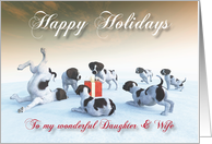 German Pointer Puppies Holidays Snowscene for Daughter & Wife card