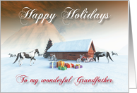 Painted Horse and Motorcycles Holidays Snowscene for Grandfather card