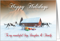 Painted Horse Motorcycles Holidays Snowscene Step Daughter & Family card