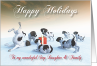 German Pointer Puppies Holidays Snowscene Step Daughter & Family card