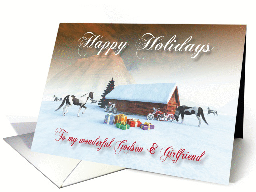 Painted Horse and Motorcycles Holidays Snowscene Godson &... (1321552)