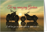 Motorcycles with sunset at sea Valentine for Godson card