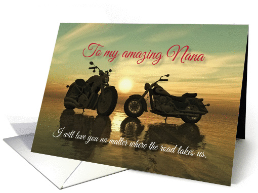 Motorcycles with sunset at sea Valentine for Nana card (1322870)