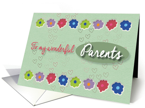 For Parents Flowers and Hearts Valentine card (1323164)