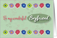 For Boyfriend Flowers and Hearts Valentine card