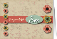 Flowers and hearts Valentine for Son card