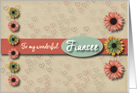Flowers and hearts Valentine for Fiancee card