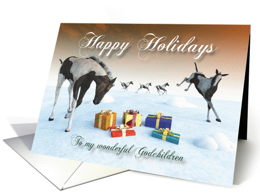Painted Foal Horse Holidays Snowscene for Godchildren card (1330744)