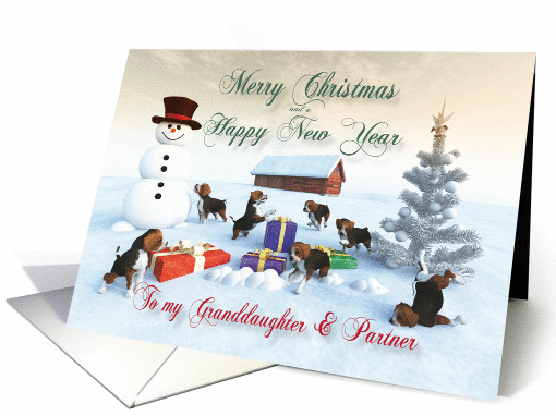 Beagle Puppies Christmas New Year Snowscene Granddaughter... (1332734)