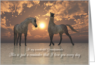 Horses Sunset Sea Valentine for Grandparents card