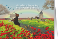 20th Happy Birth Day with Dogs Geese and butterflies card