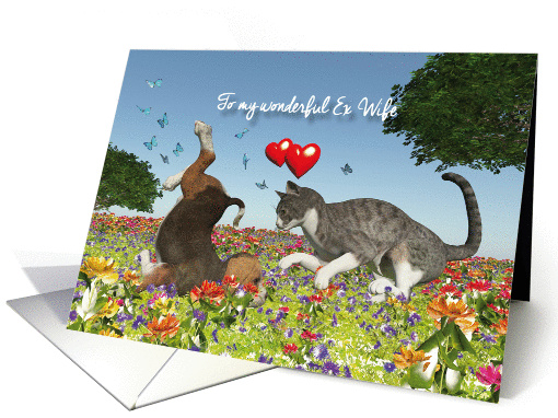 Ex Wife Valentine with a cat and puppy dog card (1349850)