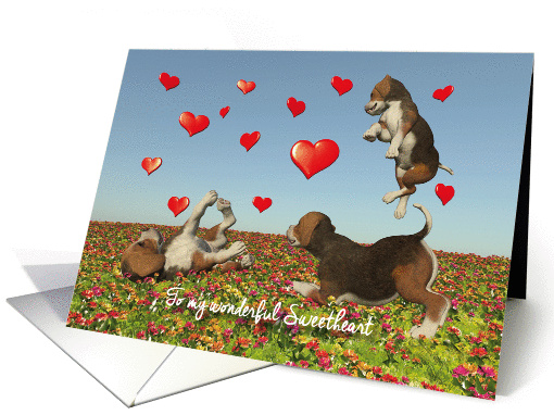 Sweetheart Valentine with puppy dogs and hearts card (1351080)