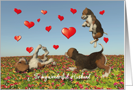 Husband Valentine with puppy dogs and hearts card