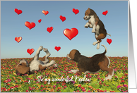 Nephew Valentine with puppy dogs and hearts card