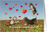 Son & Husband Valentine with puppy dogs and hearts card