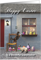 Whimsical Fantasy Easter Eggs and Cats for Grandmother card