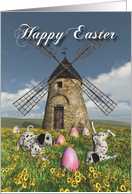 Whimsical Fantasy Easter Puppies and windmill card