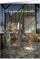 For Godmother Whimsical Fantasy Cats in Greenhouse Mother’s Day card