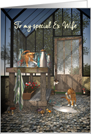 For Ex Wife Whimsical Fantasy Cats in Greenhouse Mother’s Day card