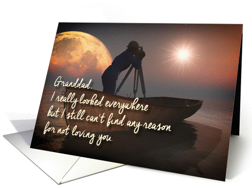 Granddad Fantasy Looking Everywhere Moon Stars Father's Day card