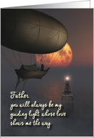 Father Fantasy Flying boat Lighthouse Moon Father’s Day card