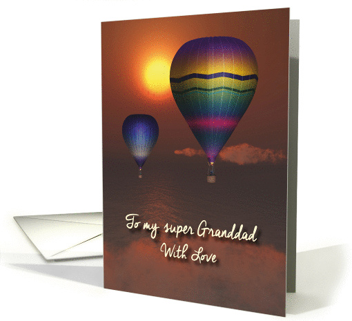 Granddad Fantasy balloons in sunset above the sea Father's Day card