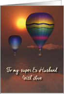 Ex Husband Fantasy balloons in sunset above the sea Father’s Day card
