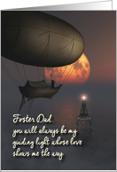 Foster Dad Fantasy Flying boat Lighthouse Moon Father’s Day card