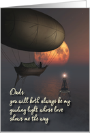 Dads Fantasy Flying boat Lighthouse Moon Father’s Day card