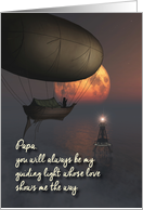 Papa Fantasy Flying boat Lighthouse Moon Father’s Day card