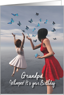 Grandpa Fantasy Girls with butterflies Birthday card