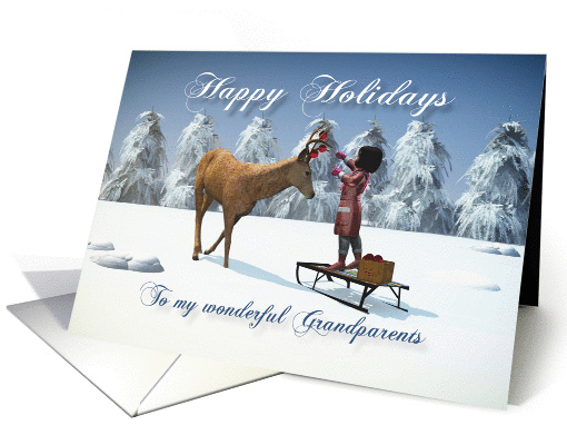 Grandparents Fantasy girl decorates a reindeer with... (1383492)