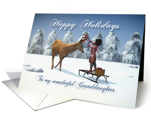 Granddaughter Fantasy girl decorates a reindeer with... (1383496)