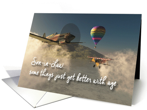 Son-in-Law Fantasy Old Airplanes Birthday card (1384058)