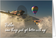 Father Fantasy Old Airplanes Birthday card