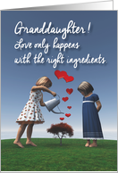 Granddaughter Girls giving the right ingredients to love Valentine card
