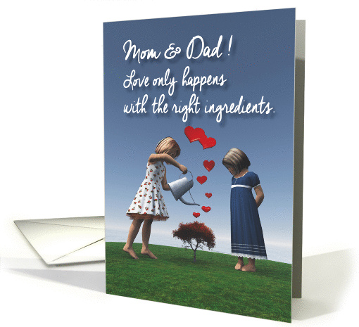 Mom & Dad Girls giving the right ingredients to love Valentine card