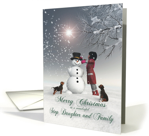 Step Daughter & Family Fantasy Girl Snowman Dog Snowscene... (1388710)