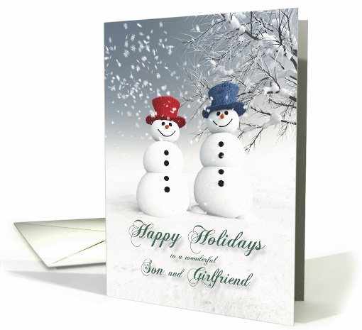 Son & Girlfriend Fantasy Snowmen Couple card (1391204)