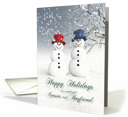 Cousin & Boyfriend Fantasy Snowmen Couple card (1391246)