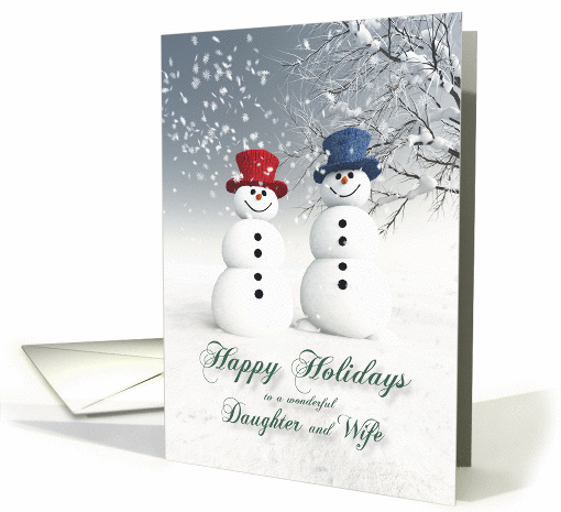 Daughter & Wife Fantasy Snowmen Couple card (1391250)