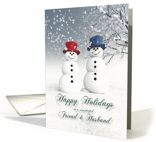 Friend & Husband Fantasy Snowmen Couple card (1391320)